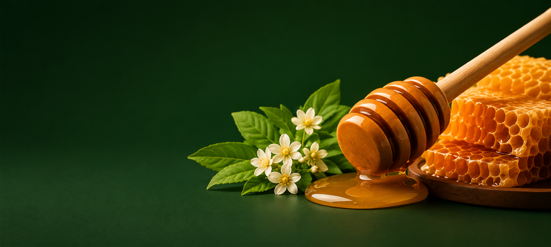 Pure honey quality testing — natural, unprocessed honey being poured
